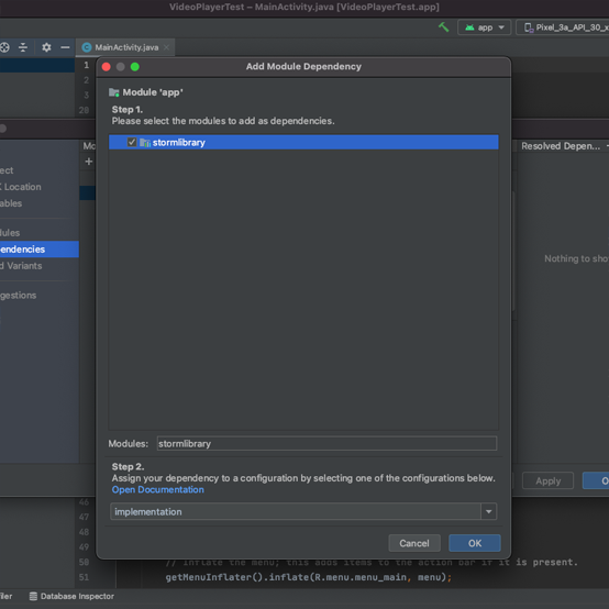 Android Studio select StormLibrary
