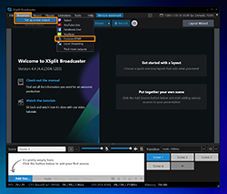 Select "Broadcast" from the top menu, then choose "Set up a new output", and then "Custom RTMP".