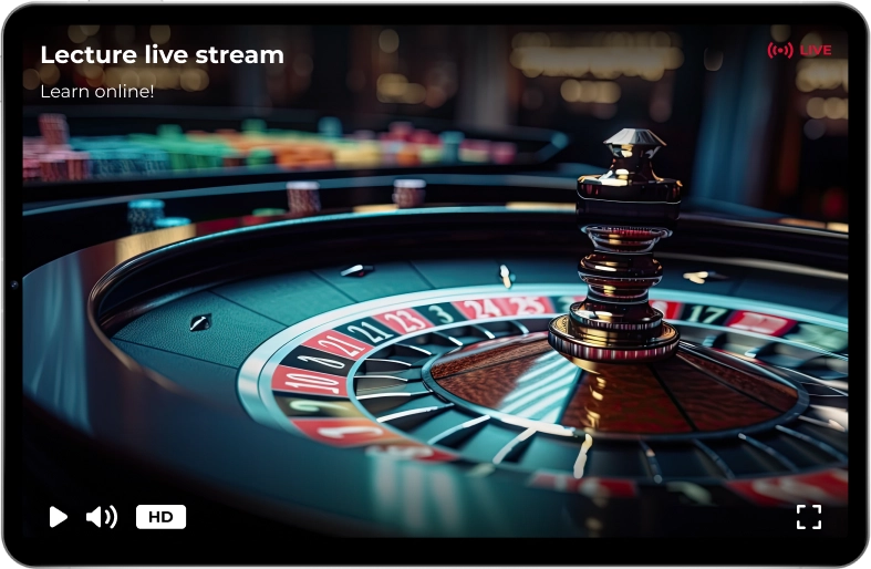 The storm streaming player features an image of a roulette wheel on the tablet